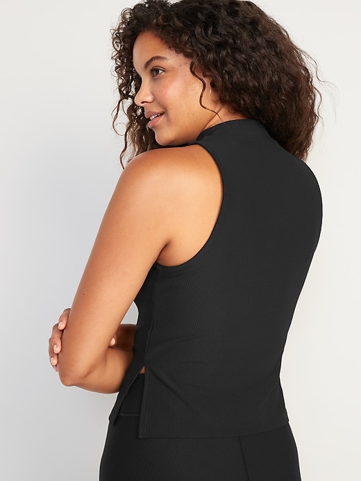 Image number 2 showing, PowerSoft Rib-Knit Mock-Neck Sleeveless Top