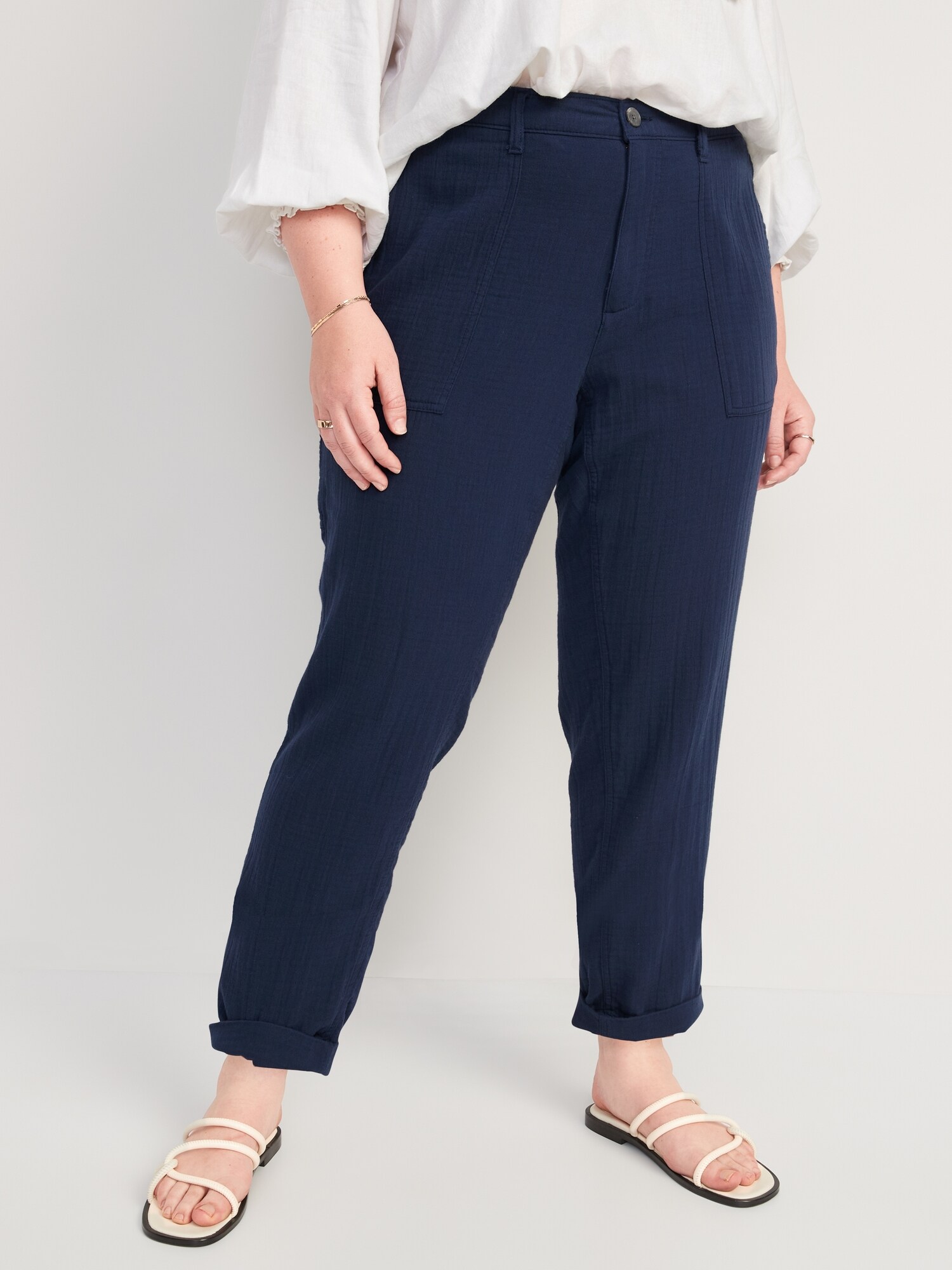 Buy Old Navy High-Waisted Slouchy Cropped Tapered Workwear Pants