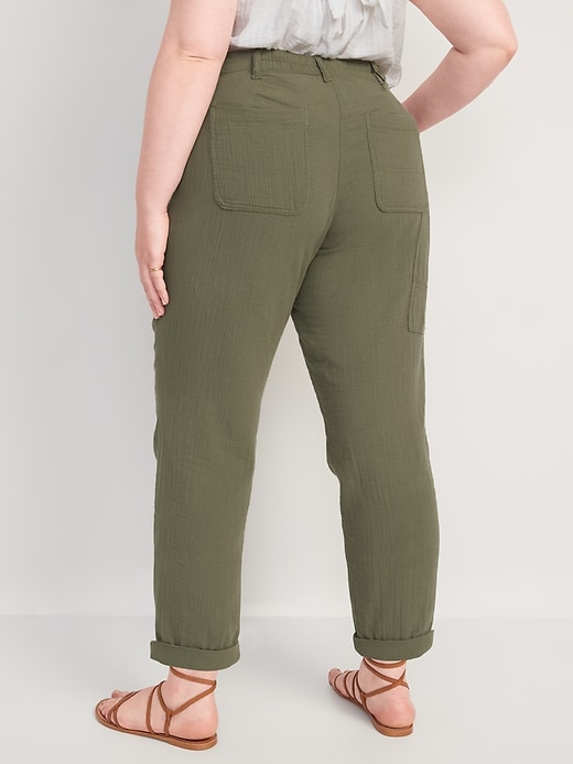 Image number 8 showing, High-Waisted Slouchy Cropped Tapered Workwear Pants for Women