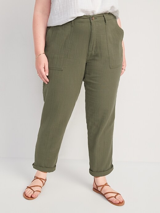 Image number 7 showing, High-Waisted Slouchy Cropped Tapered Workwear Pants for Women