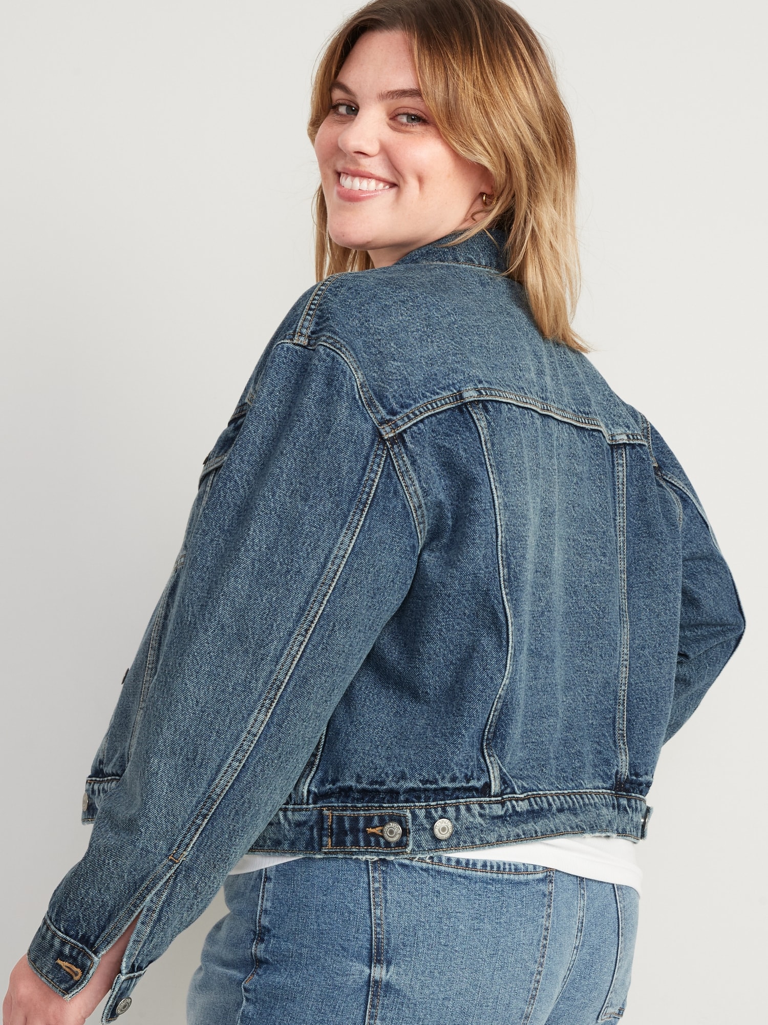 Navy Cropped Organic Denim Jacket