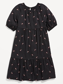 View large product image 3 of 4. Floral-Print Puff-Sleeve Tiered Swing Dress for Girls