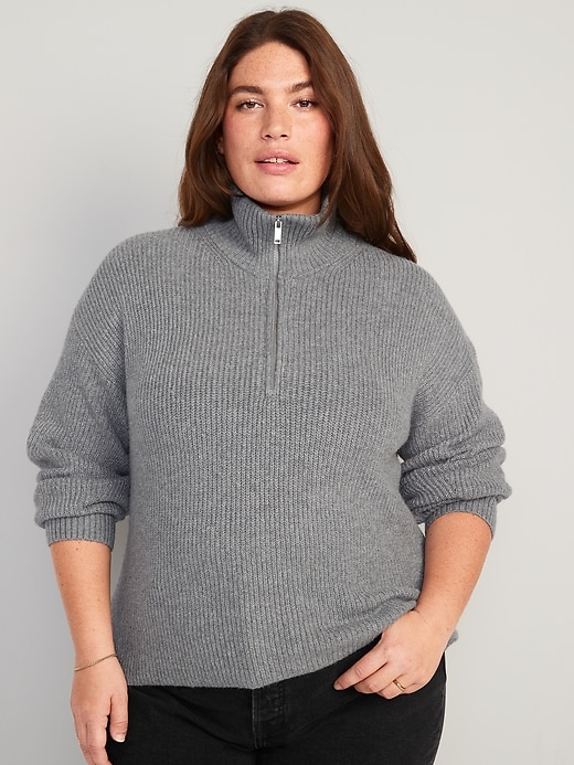 Image number 7 showing, Rib-Knit Quarter-Zip Sweater for Women