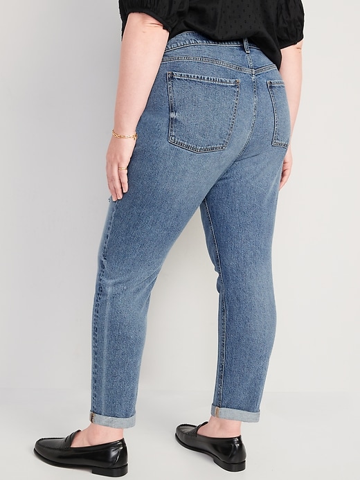 Image number 8 showing, Low-Rise Ripped Boyfriend Straight Jeans for Women