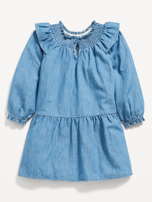 Long-Sleeve Ruffle-Trim Tiered Swing Dress for Toddler Girls | Old Navy