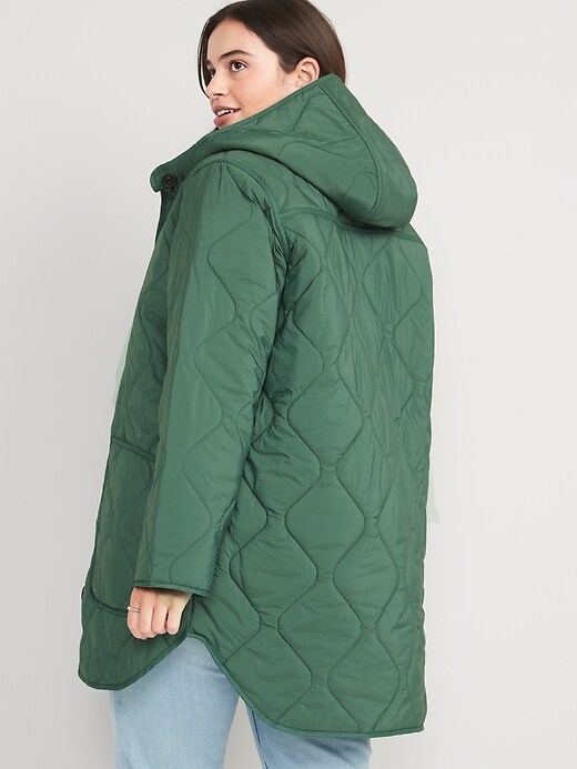 Image number 6 showing, Hooded Quilted Utility Coat for Women