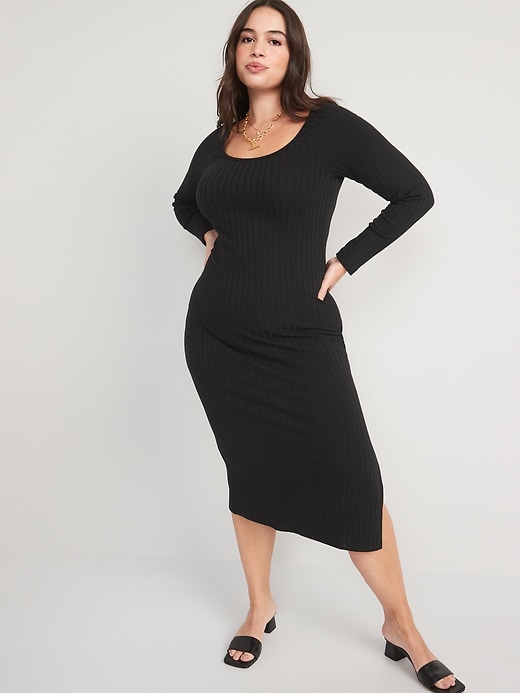 Image number 5 showing, Fitted Long-Sleeve Rib-Knit Midi Dress