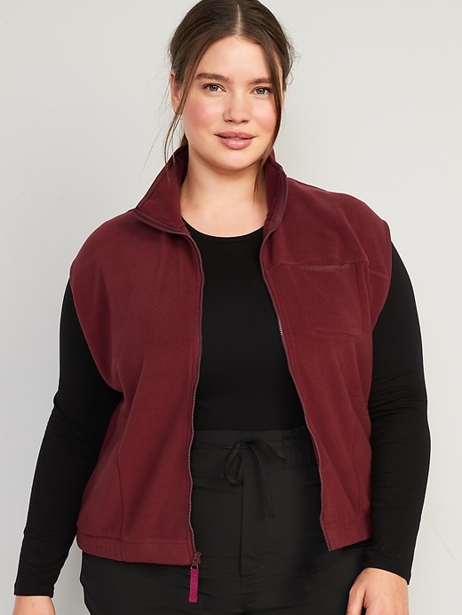 Waves Of Warmth - Sleeveless Zip-Up Fleece Vest for Women