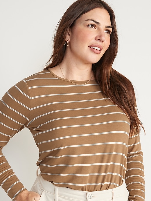 Image number 5 showing, Luxe Striped Long-Sleeve T-Shirt