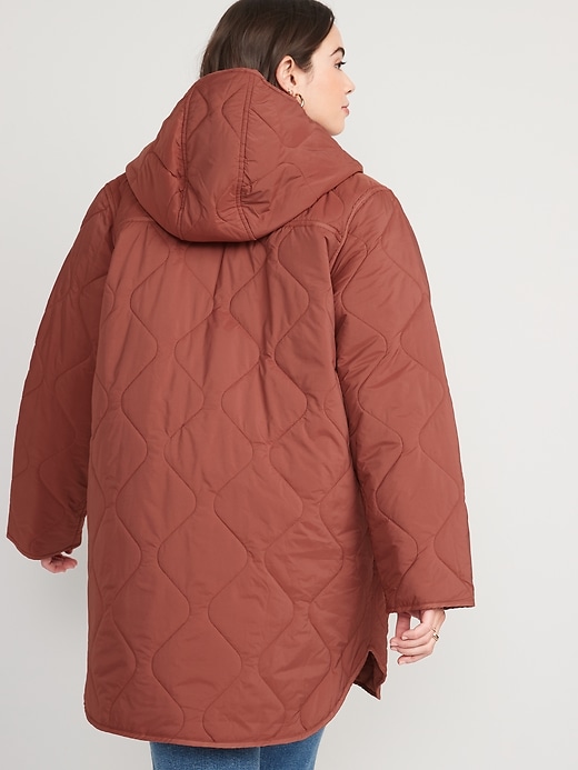 Image number 6 showing, Hooded Quilted Utility Coat for Women