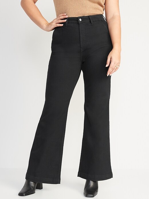 Image number 5 showing, Extra High-Waisted 360° Stretch Trouser Flare Black Jeans for Women