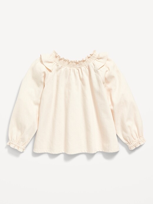 View large product image 2 of 2. Ruffled Long-Sleeve Smocked Top for Toddler Girls