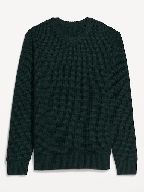 Cozy Waffle-Textured Crew-Neck Sweater
