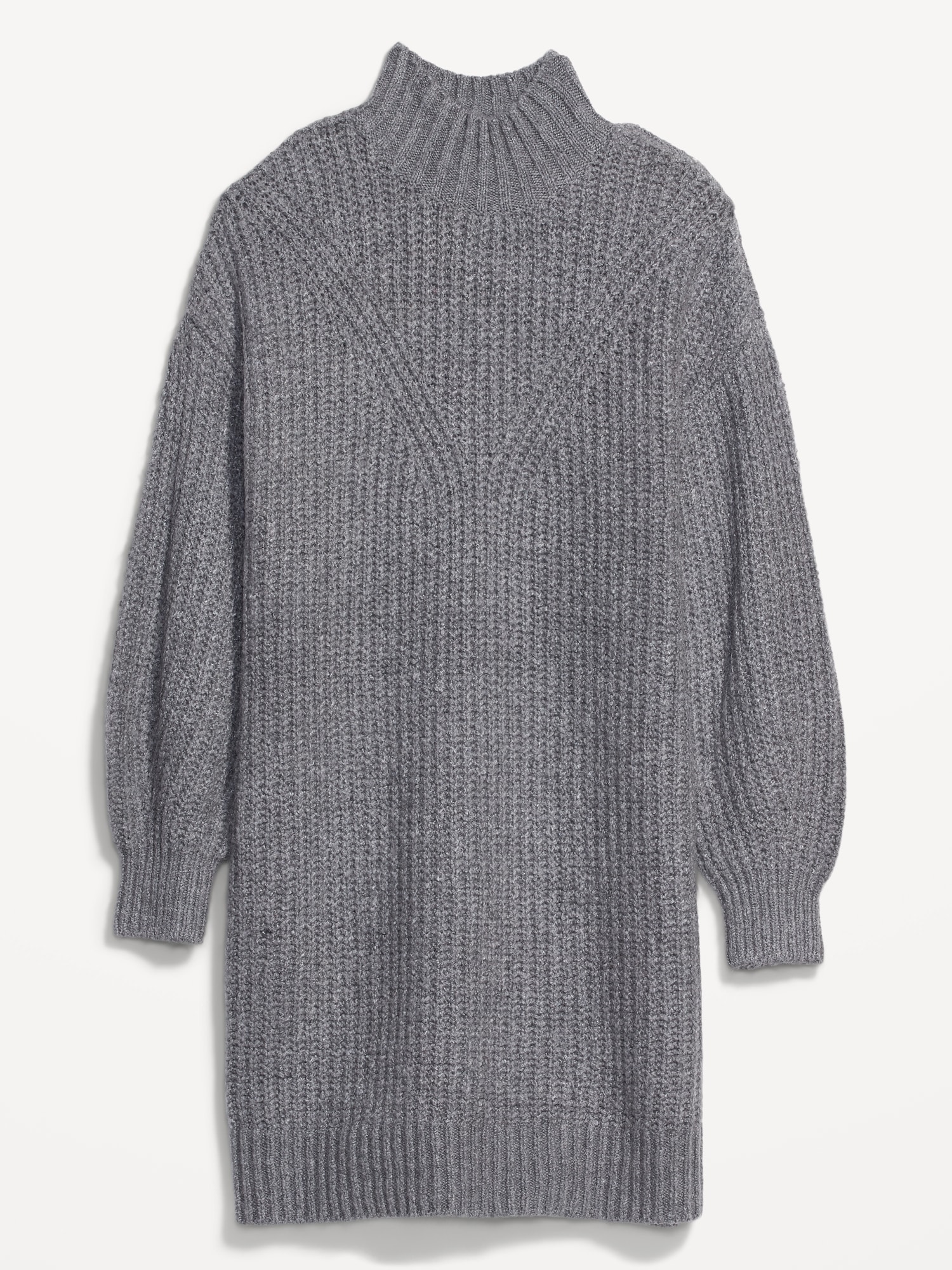 Turtleneck Cable Knit Sleeveless Sweater Dress in Grey - Retro