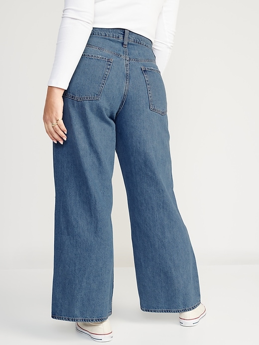 Image number 6 showing, Extra High-Waisted Ripped Baggy Wide-Leg Non-Stretch Jeans for Women
