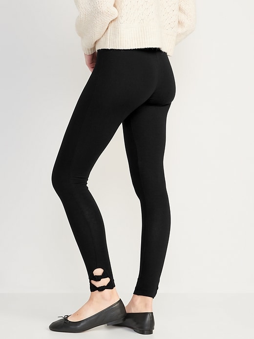 View large product image 2 of 8. High-Waisted Double-Knot Ankle Leggings For Women