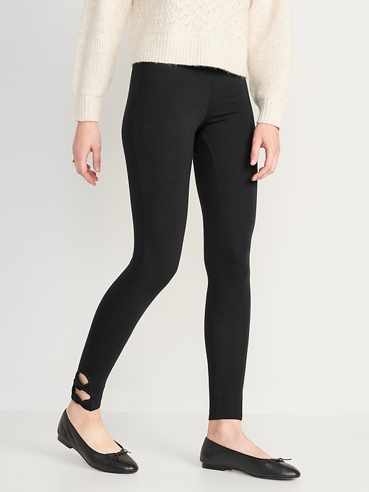View large product image 1 of 8. High-Waisted Double-Knot Ankle Leggings For Women