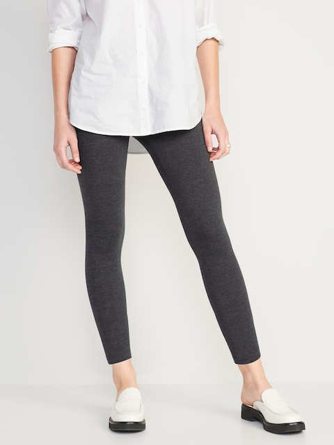 Legging longueur 7/8 à taille haute pour femme - Gris