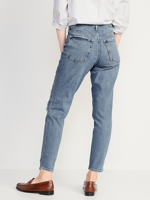 Image number 2 showing, High-Waisted Button-Fly O.G. Straight Ripped Ankle Jeans for Women