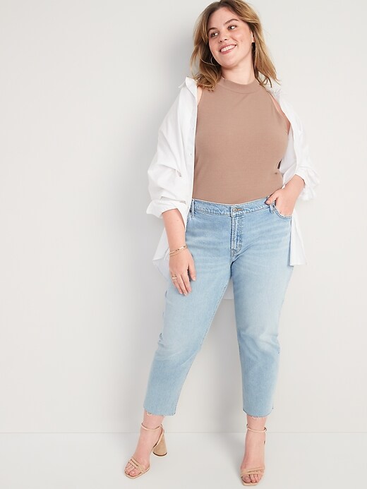 Image number 3 showing, Low-Rise Boyfriend Straight Cut-Off Jeans for Women
