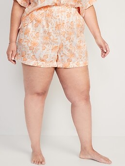 High-Waisted Floral Pajama Boxer Shorts for Women - 3.5-inch inseam
