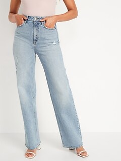 Extra High-Waisted Sky-Hi Wide-Leg Ripped Jeans for Women