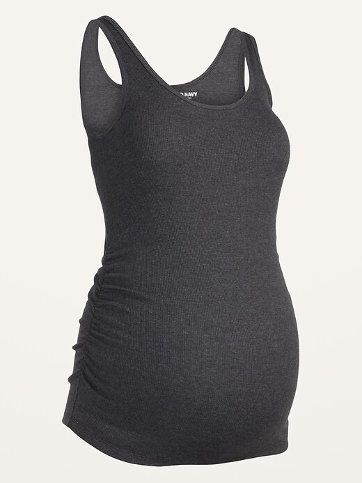 Image number 4 showing, Maternity First-Layer Rib-Knit Side-Shirred Tank Top