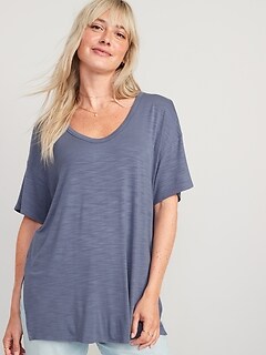 Oversized Luxe Slub-Knit Tunic T-Shirt for Women