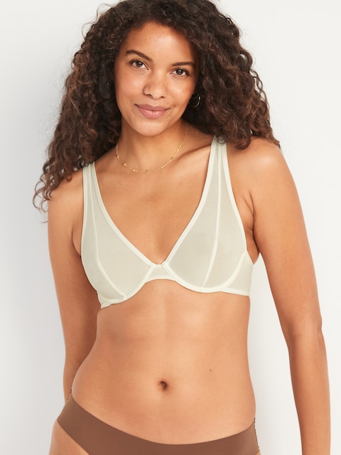 Mesh Unlined Underwire Plunge Bra