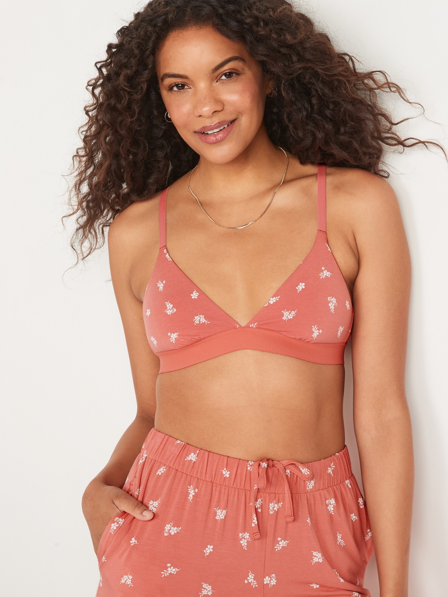 Old Navy - Supima® Cotton-Blend Triangle Bralette Top for Women pink