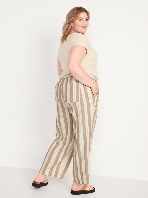Image number 8 showing, High-Waisted Striped Linen-Blend Wide-Leg Pants