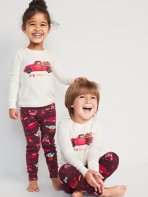 Voir une image plus grande du produit 1 de 4. Pyjama unisexe à motif assorti sur le thème de l’Action de grâce pour Tout-petit et Bébé