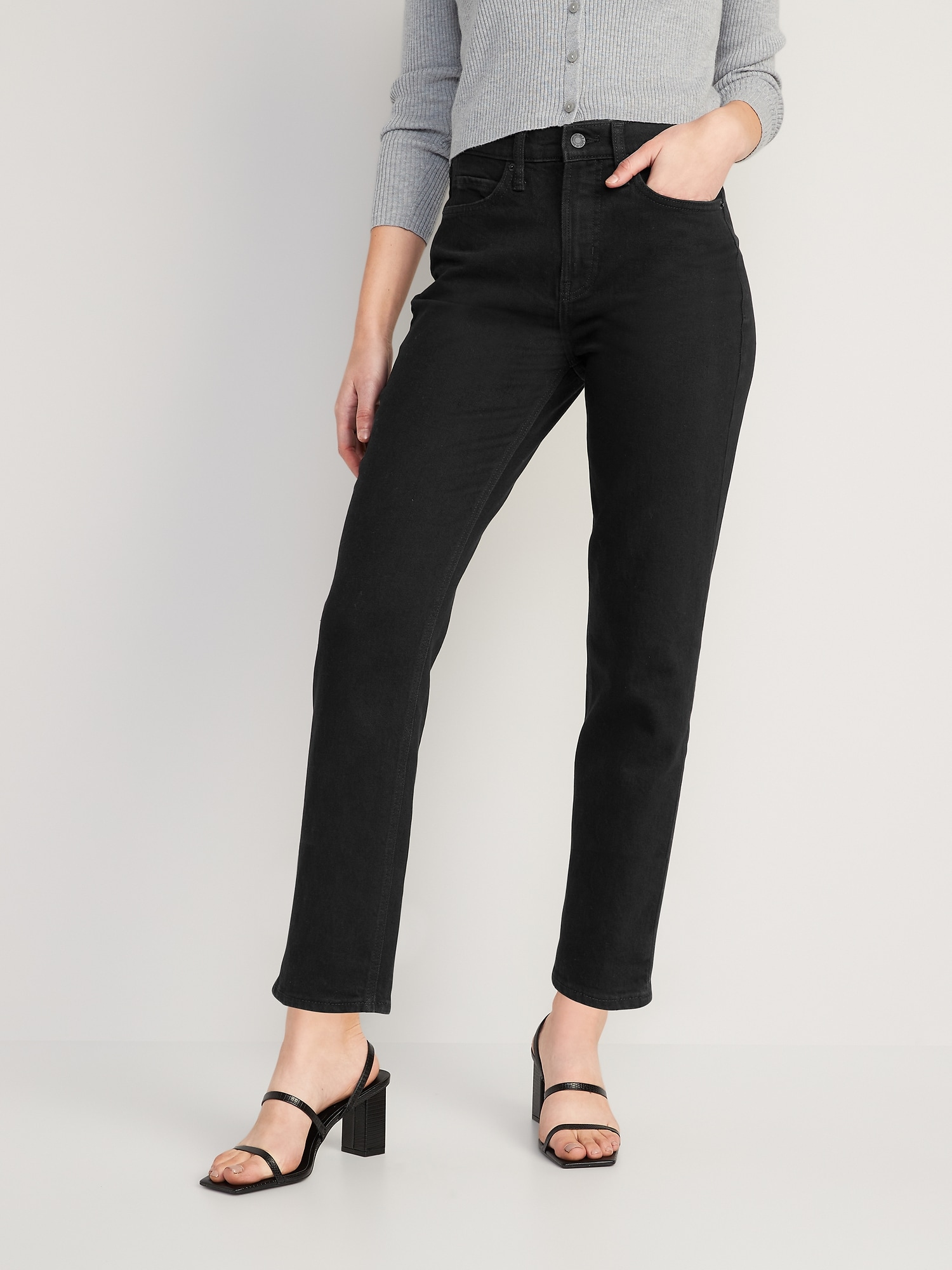 Extra High-Waisted Sky-Hi Straight Black Jeans for Women