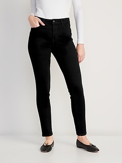 High-Waisted Power Slim Straight Black Jeans for Women