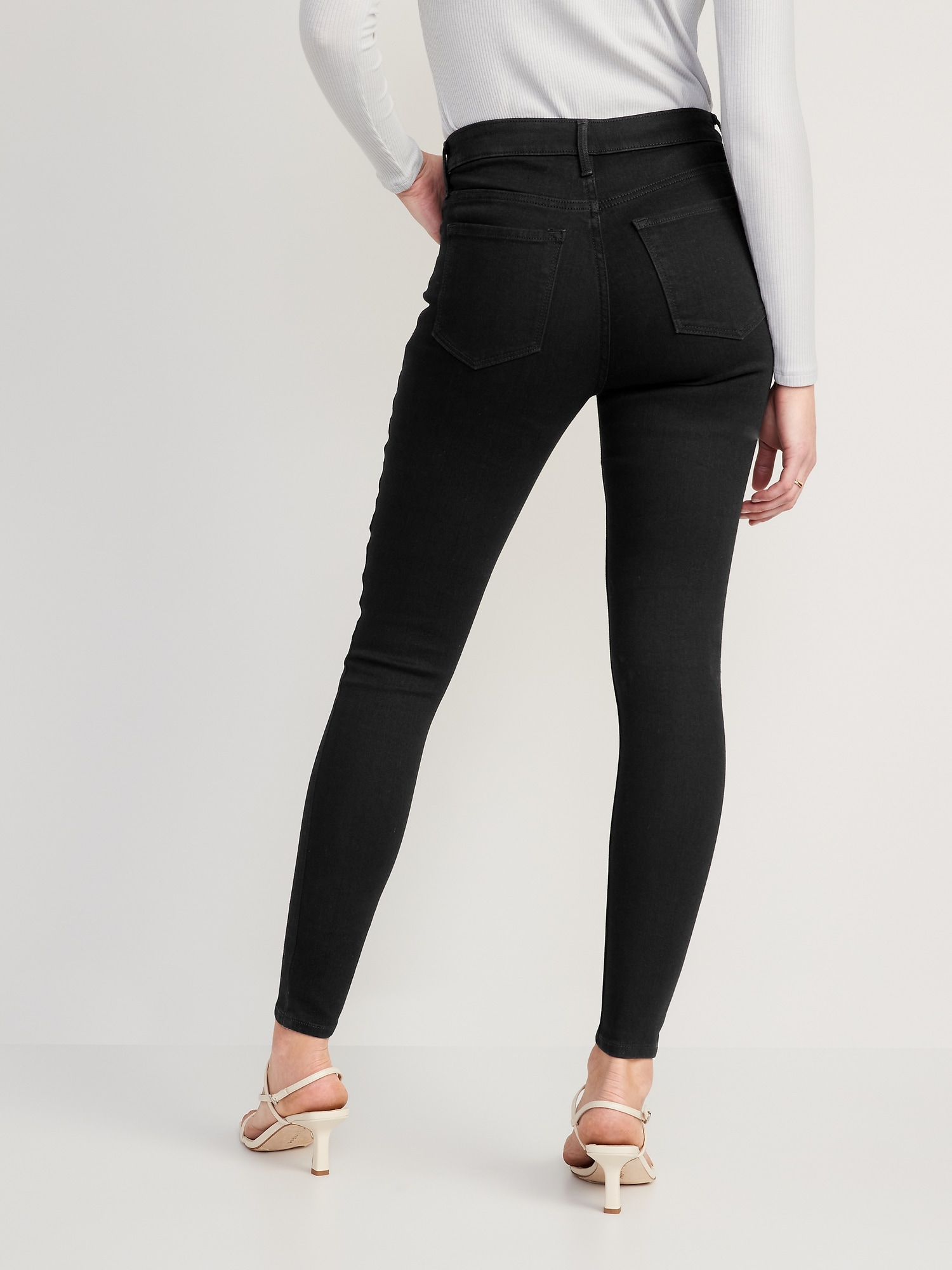 super high rise black skinny jeans