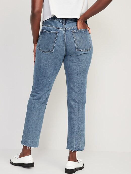 Image number 6 showing, High-Waisted Slouchy Straight Cropped Ripped Jeans for Women