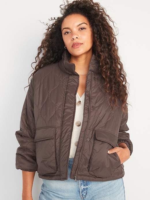 Image number 1 showing, Packable Oversized Water-Resistant Quilted Jacket