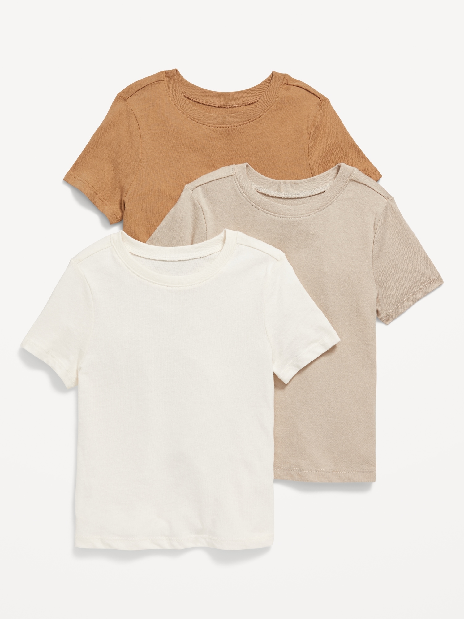 Old Navy Unisex Crew-Neck T-Shirt 3-Pack for Toddler beige. 1