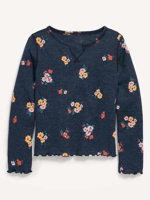 Thermal-Knit Long-Sleeve Printed Lettuce-Edge T-Shirt for Girls | Old Navy