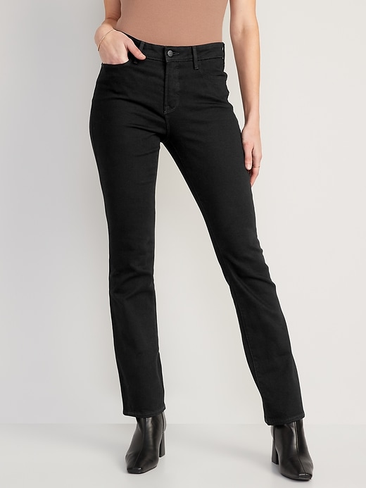 Image number 1 showing, High-Waisted Kicker Boot-Cut Black Jeans