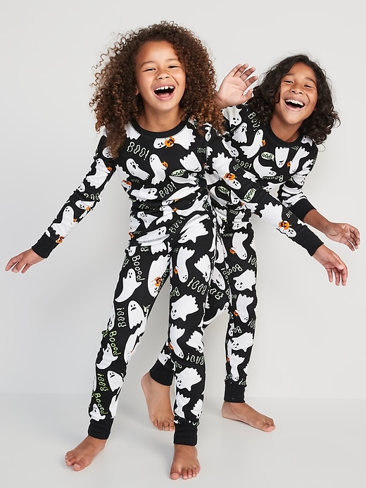 View large product image 1 of 2. Gender-Neutral Matching Halloween Snug-Fit Pajama Set for Kids