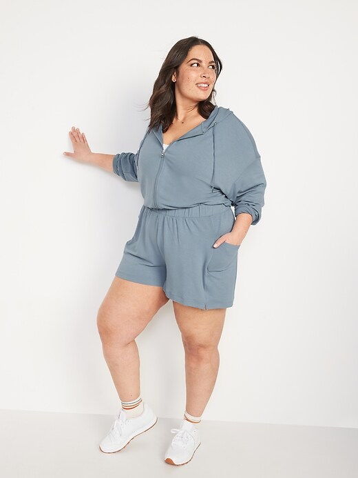Image number 6 showing, Live-In Hooded French-Terry Romper for Women -- 3-inch inseam