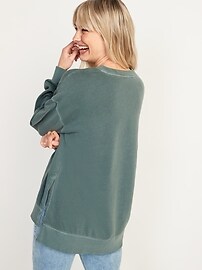 Vintage Long-Sleeve Garment-Dyed French-Terry Tunic Sweatshirt for