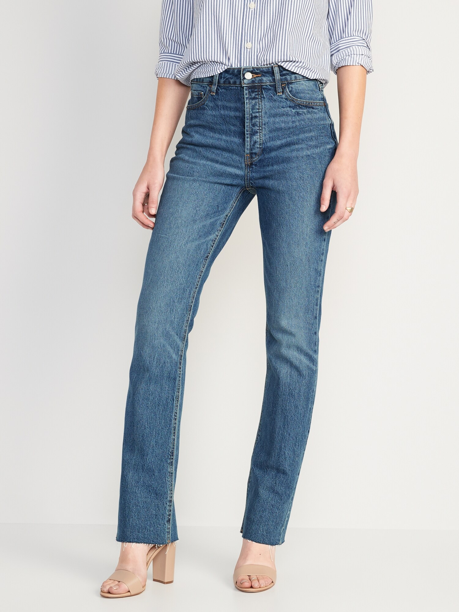 Old Navy Button-Fly Boot-Cut Side-Slit Jeans