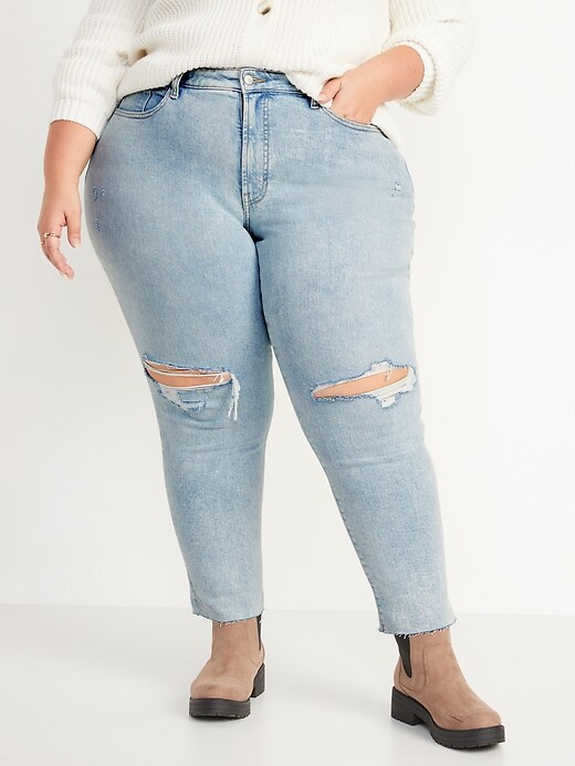 Image number 5 showing, Curvy High-Waisted OG Straight Ripped Cut-Off Jeans for Women