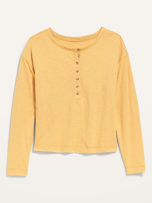 Image number 4 showing, Long-Sleeve Easy Henley T-Shirt for Women