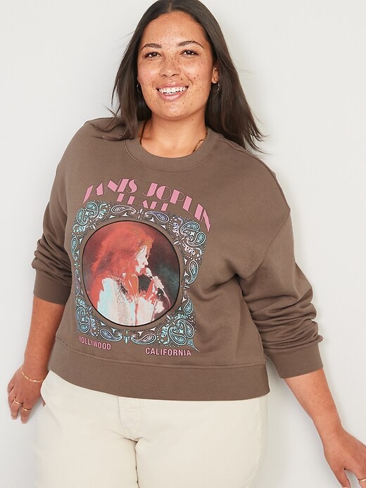 Image number 7 showing, Oversized Licensed Rock Star Cropped Sweatshirt for Women