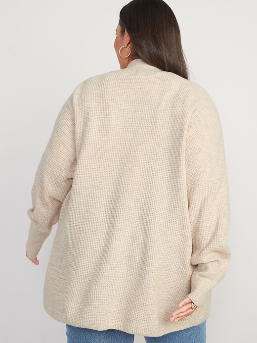 Image number 8 showing, Heathered Waffle-Knit Open-Front Cardigan for Women