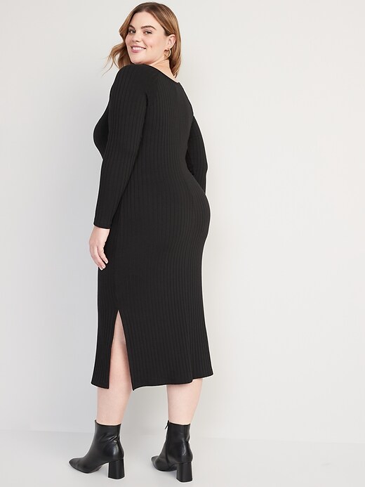 Image number 8 showing, Fitted Long-Sleeve Rib-Knit Midi Dress