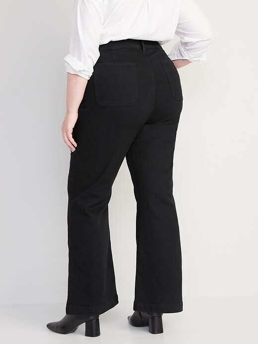 Image number 8 showing, Extra High-Waisted 360° Stretch Trouser Flare Black Jeans for Women